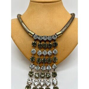 Smoke Clear Crystal Waterfall Necklace | Statement Faceted Glass Stones | Long 2